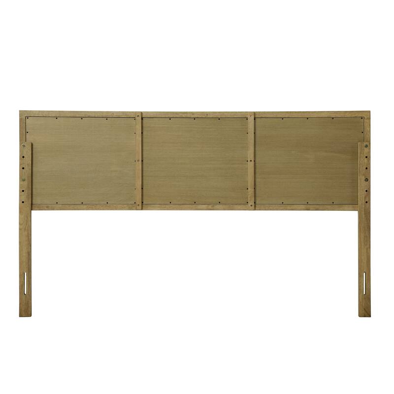 Natural Finish Rubberwood with Rattan Panel Headboard, King or Queen (Headboard Only)