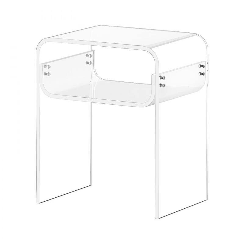 Clear Acrylic 2-Tier Side Table with Sturdy Shelves and Modern Design - 11.8 x 15.7 x 19.7 in /