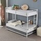 preview thumbnail 24 of 29, Twin Over Twin Bunk Bed with Trundle, Metal Bunk Bed with Two Side Ladder and Guardrails