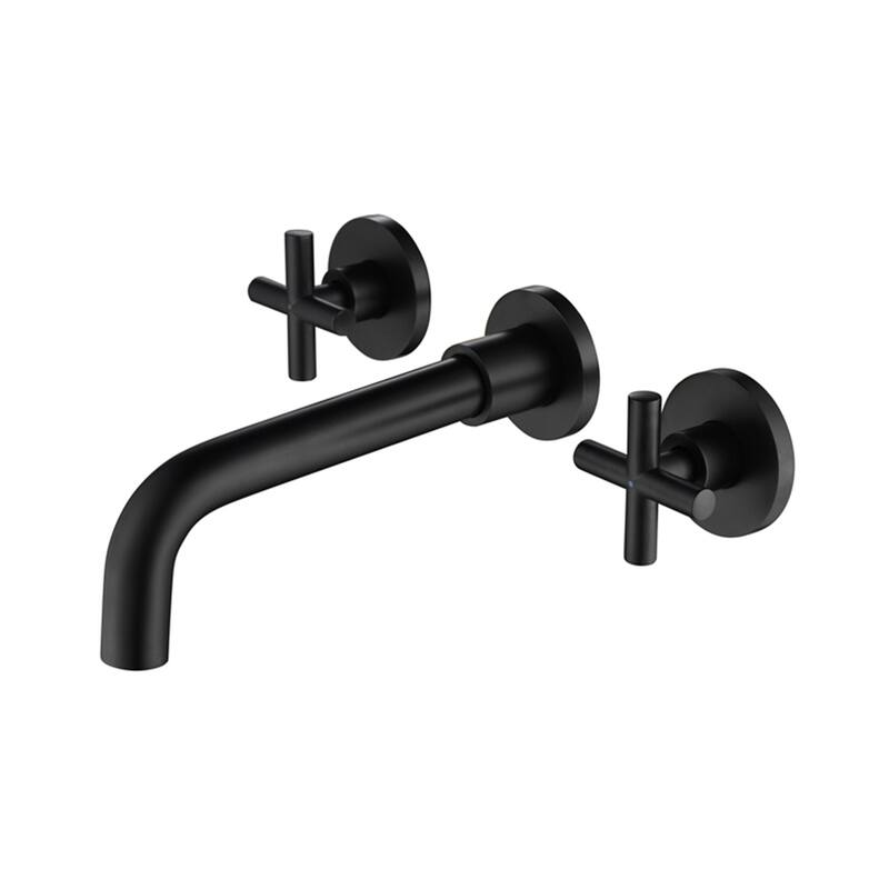 PROOX 360 Rotation Double Handle Wall Mounted Bathroom Faucet - Matte Black