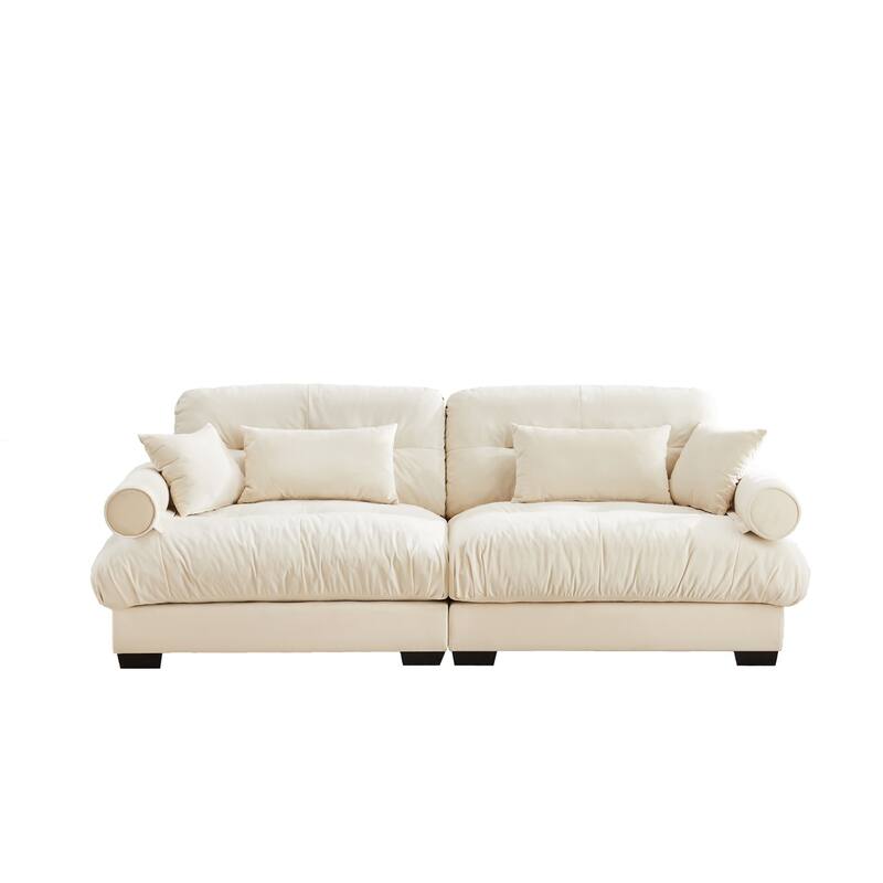 Modern Sectional Couch Comfortable Upholstered Sofa Set with Lumbar Pillow and Throw Pillow for Living Room