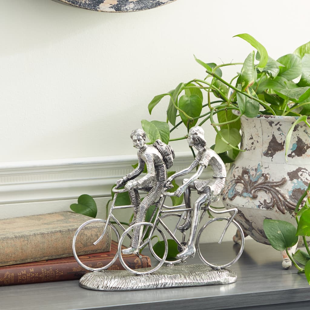 Silver Polystone Contemporary Sculpture Bicycle 10 x 11 x 5 - 11 x 5 x 10