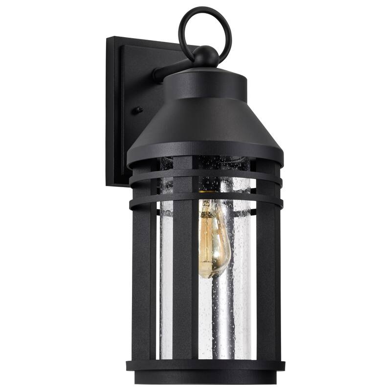 Wilton 1 Light Large Wall Lantern Matte Black with Clear Seeded Glass