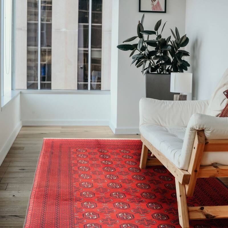 ECARPETGALLERY Hand-knotted Teimani Red Wool Rug - 3'8 x 6'2