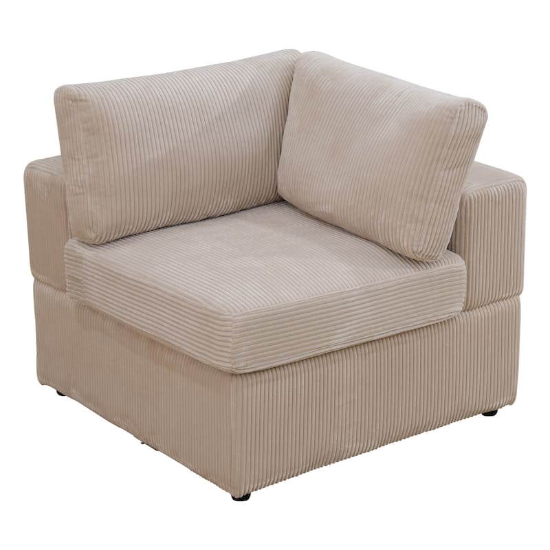 104'' Modern 5 Seaters Corduroy Sectional Sofa with 2 Ottomans, U-Shaped Modular Couch
