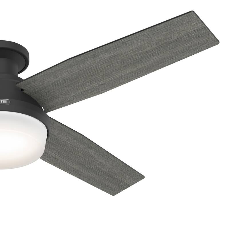 Hunter 52" Dempsey Flush Mount Ceiling Fan w/ LED Light Kit, Handheld Remote - Contemporary, Transitional - Low Profile