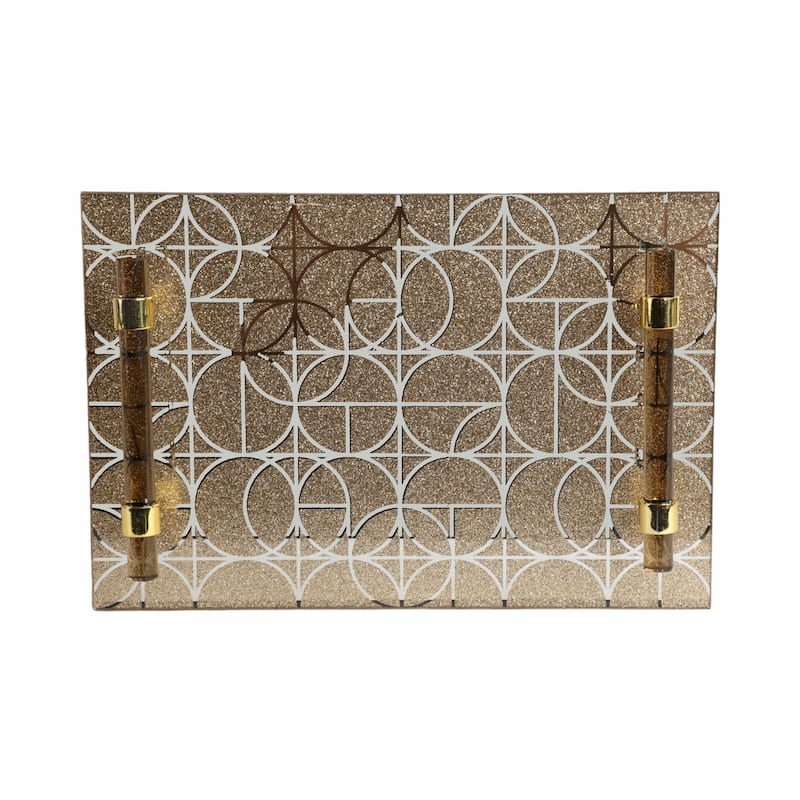 Decorative Pattern Glass Tray with Handles - Chic Home Decor - Accent Tray