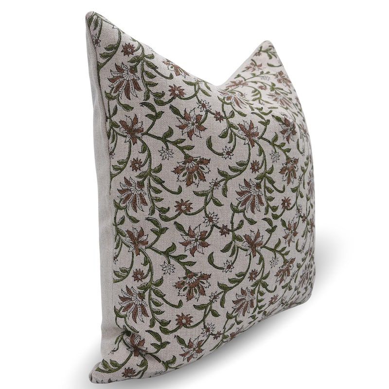 Fabdivine Linen Farmhouse Block print pillow Cover