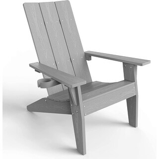 WINSOON All Weather HIPS Outdoor Cup Holder Adirondack Chairs Set of 4