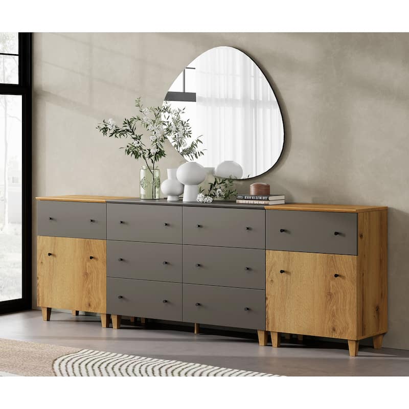 WAMPAT 3-in-1 Dresser Chests with 8 Drawers and 2 Doors for Bedroom