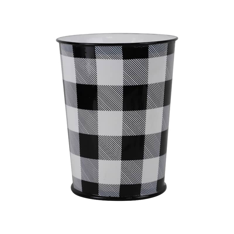 HiEnd Accents Camille Buffalo Check Wastebasket, 1PC - Black/White