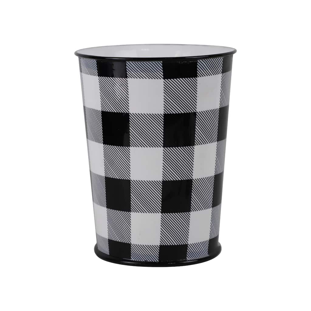 HiEnd Accents Camille Buffalo Check Wastebasket, 1PC - Black/White