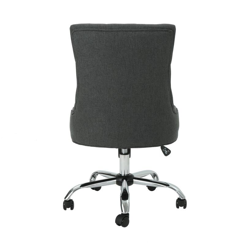 360° Rotating Home Office Chair, Adjustable Height Ergonomic Chair, Upholstered Desk Stool with Metal Base and Wheels - N/A