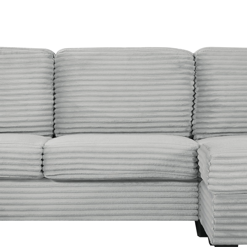 Sectional Sofa U-shaped Sectional 125.2" Upholstered L-shaped Sofa with a Movable Ottoman and Side Storage Pockets