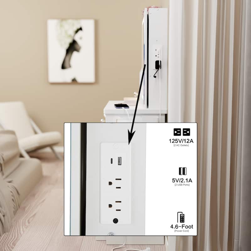 29.2" Compact Left-Drawer Vanity Set with LED Mirror and Power Station
