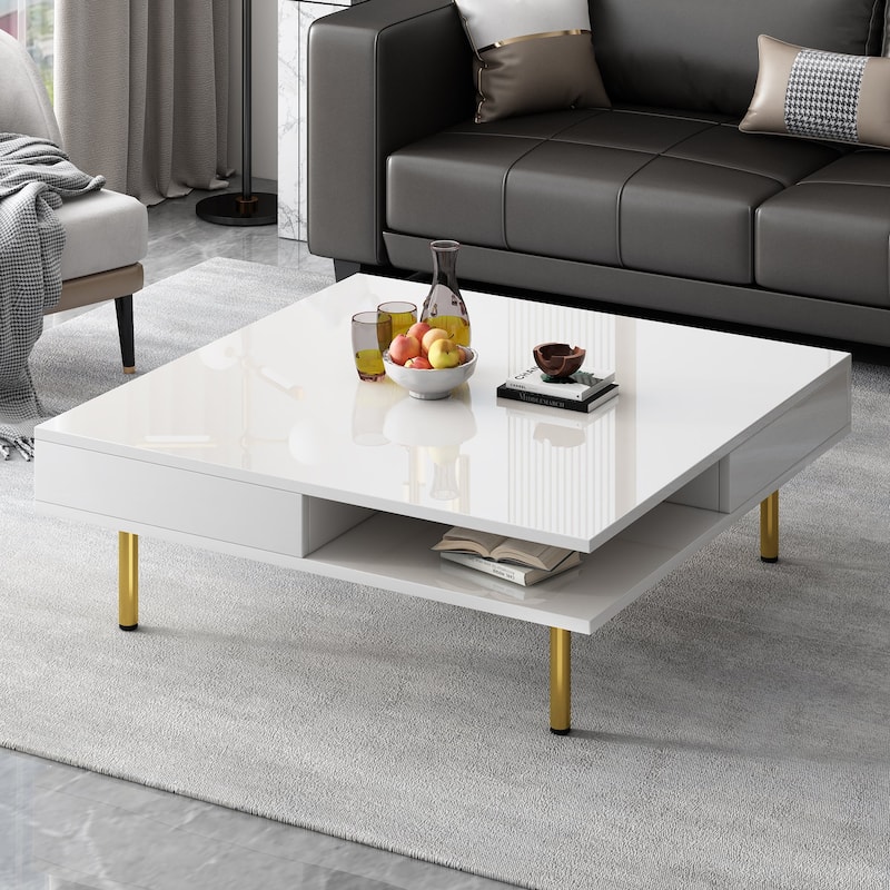 Exquisite High Gloss Coffee Table for Living Room - White