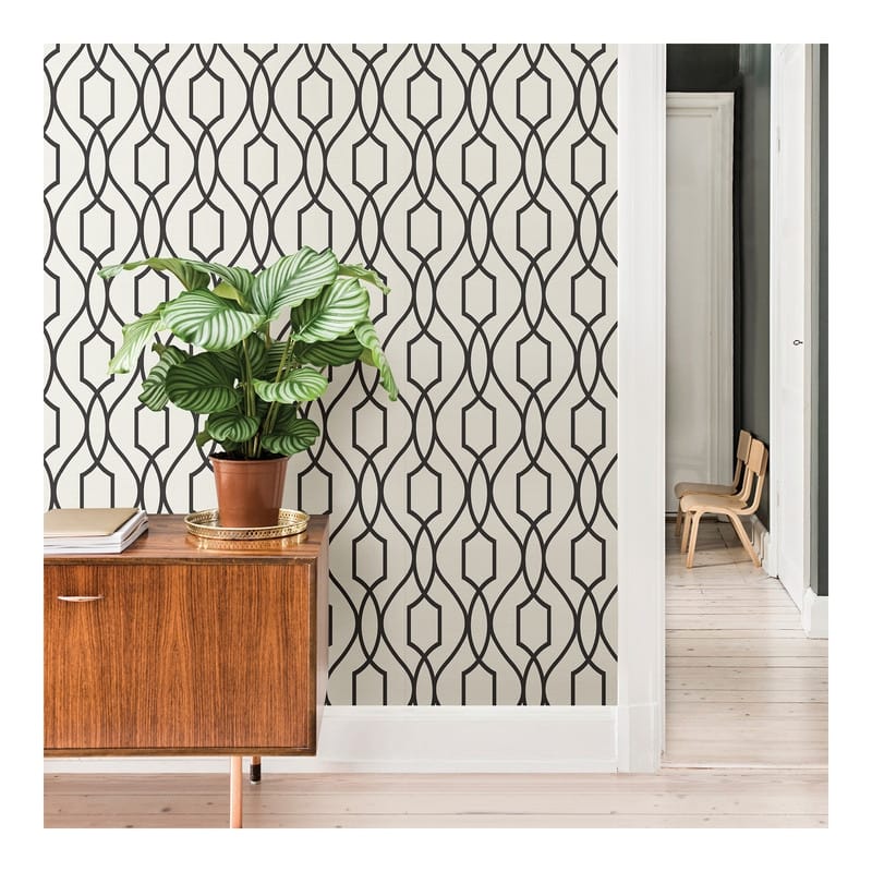 Advantage Evelyn Black Trellis Wallpaper - 20.5 x 396 x 0.025