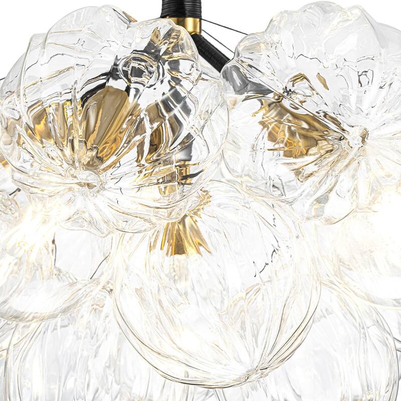 Modern Brass Cluster Faceted Glass Bubble 6-light Dimmable Chandelier