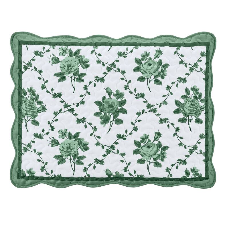 Brielle Rose Bouquet Trellis Rose Design Scalloped Edge Pillow Sham