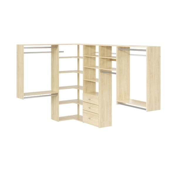 slide 2 of 6, Easy Track Ultimate Corner Laminate Closet Kit Honey Blonde