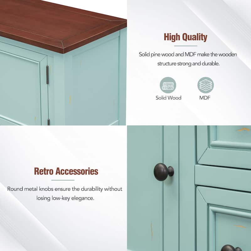Cambridge Series Ample Storage Vintage Console Table with Four Small Drawers and Bottom Shelf for Living Rooms