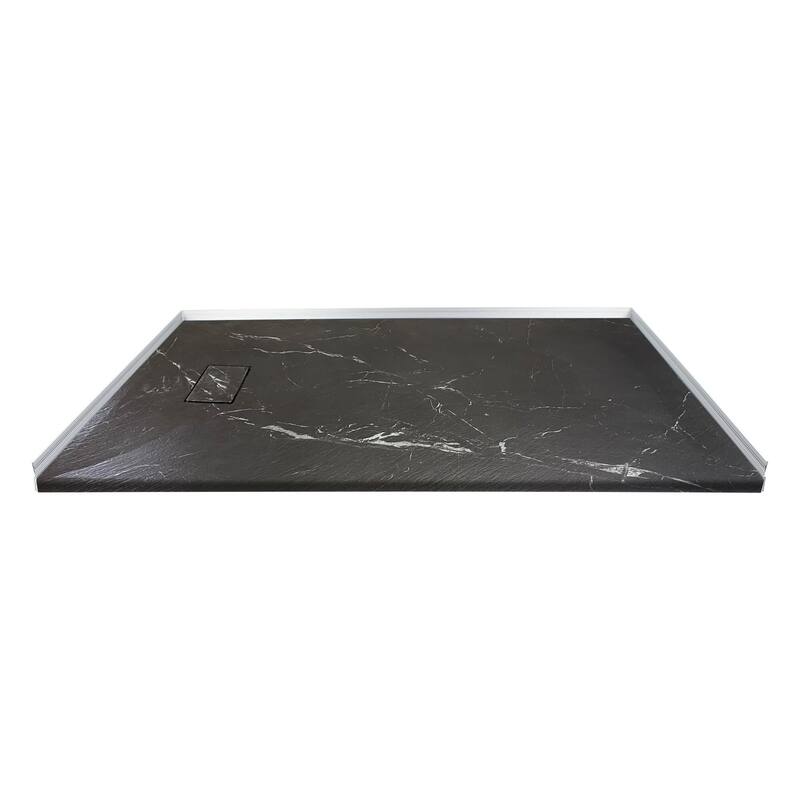 Transolid FZSP6032 59-1/8" x 31-1/2" Rectangular Shower Base with - Sterling Black