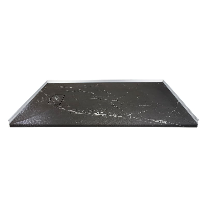 Transolid FZSP6036 59-1/8" x 35-1/2" Rectangular Shower Base with - Sterling Black