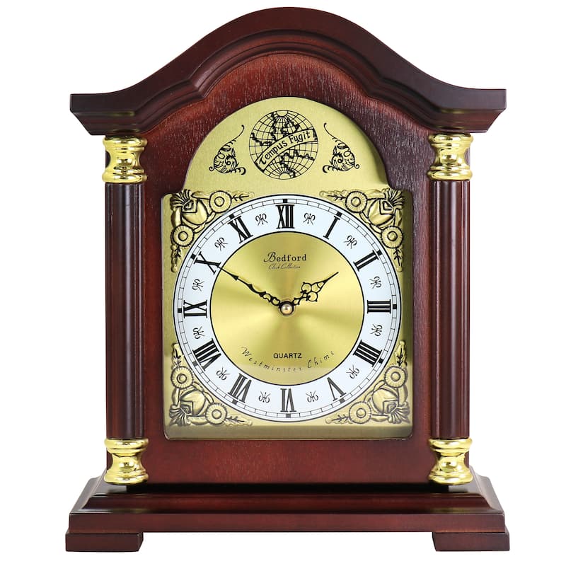 Bedford Clock Collection Redwood Mantel Chime Clocl