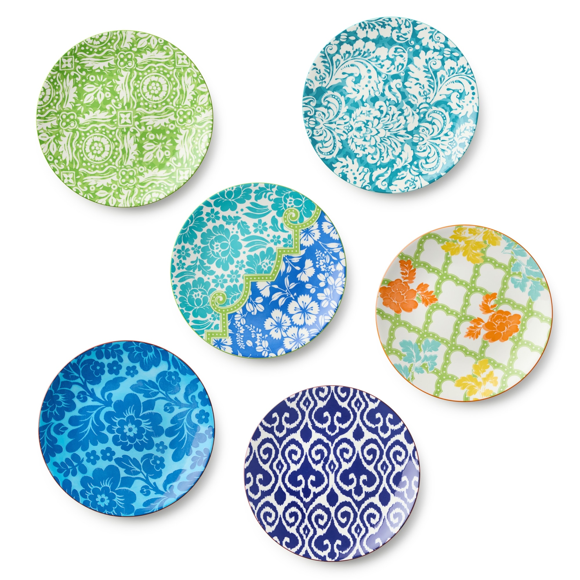 Certified International Pavillion 10.5" Dinner Plates, Set of 6 Assorted Designs - 10.50"L x 10.50"W x 1.13"H