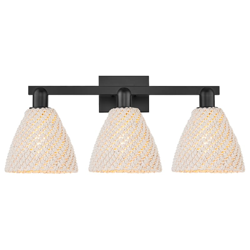 Innovations Lighting 716-3W-11-26 Natural Ballston Dome Vanity Natural - Matte Black / Natural