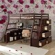 preview thumbnail 16 of 42, Twin Size Loft Bed with Desk,7 Drawers,2 Shelves and Pinewood Frame Espresso