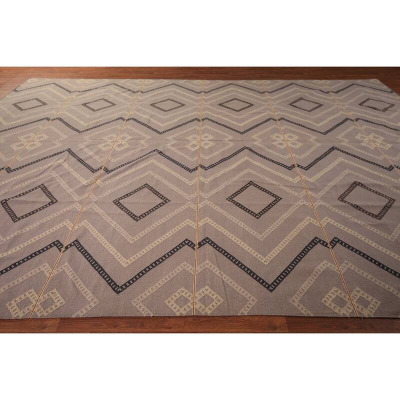 Geometric Kilim Durrie Oriental Large Area Rug Oriental Carpet - 10'7" x 14'6"