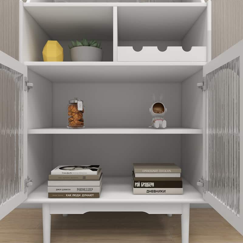 Living Room Wine Cabinet With Removable Rack And Wine Glass Rack,One Cabinet With Glass Doors