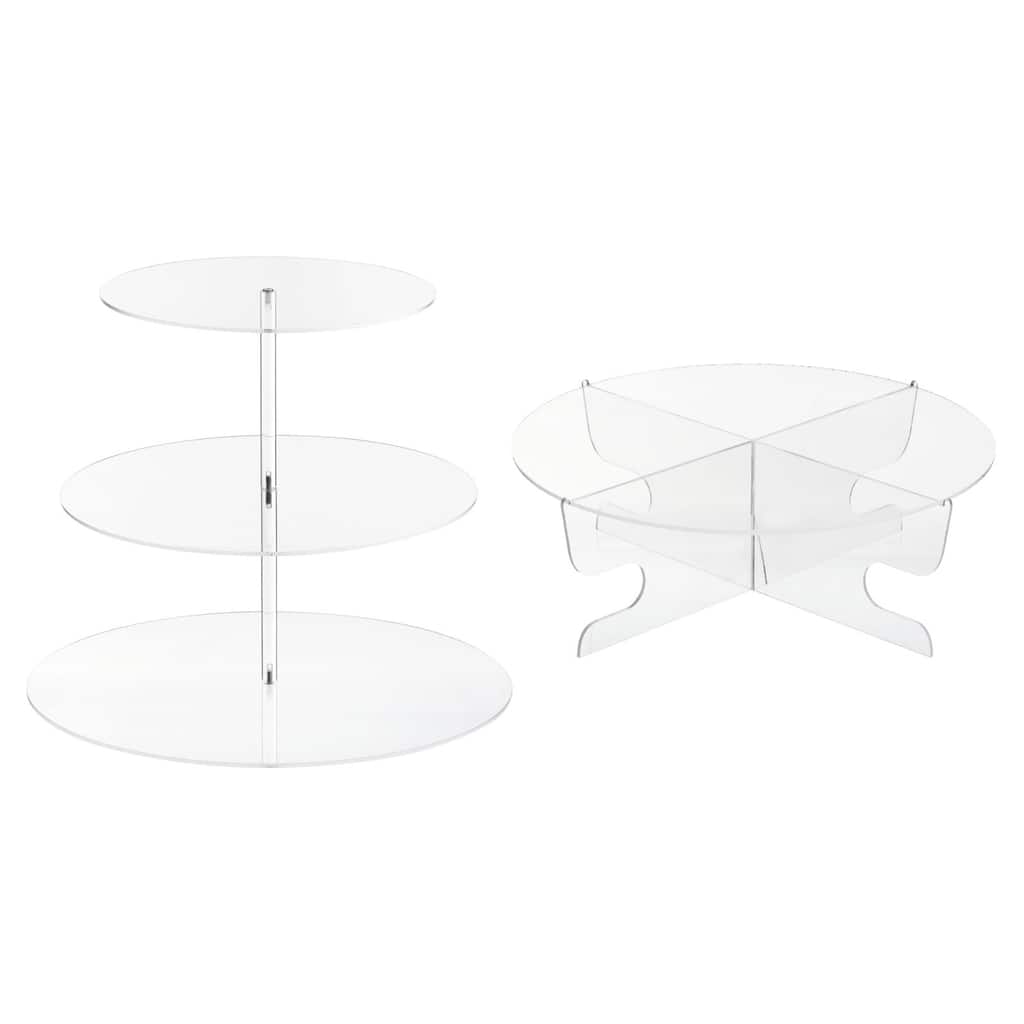 3 Tier Acrylic Cupcake Stand and 1 Tier Cake Stand Holder Birthday Party Clear