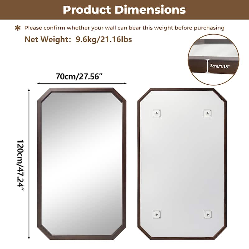 Octagon Panel Black Framed Wall Mirror