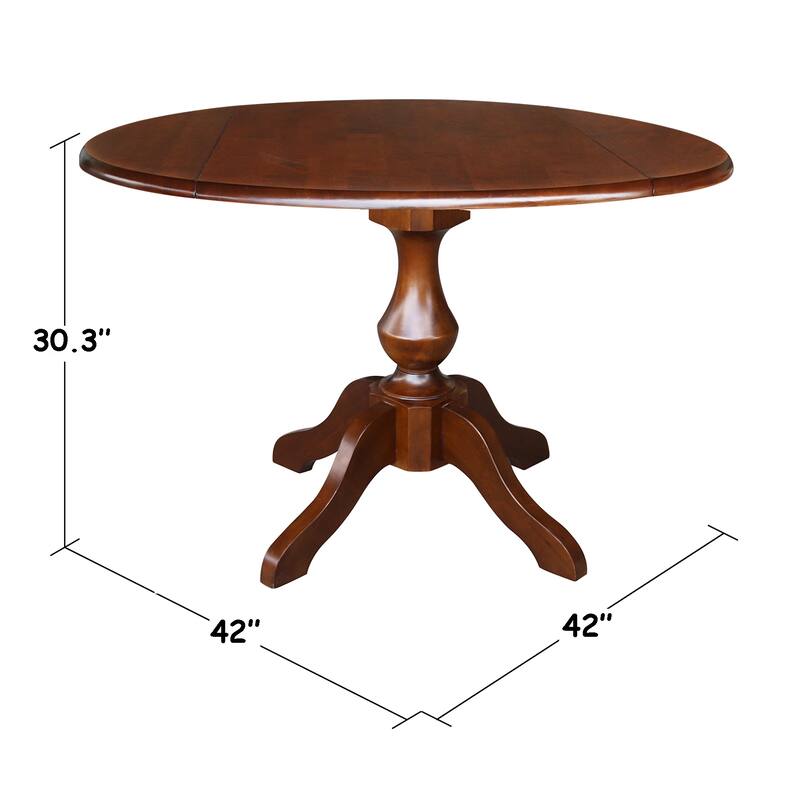 42" Round Dual Drop Leaf Pedestal Table