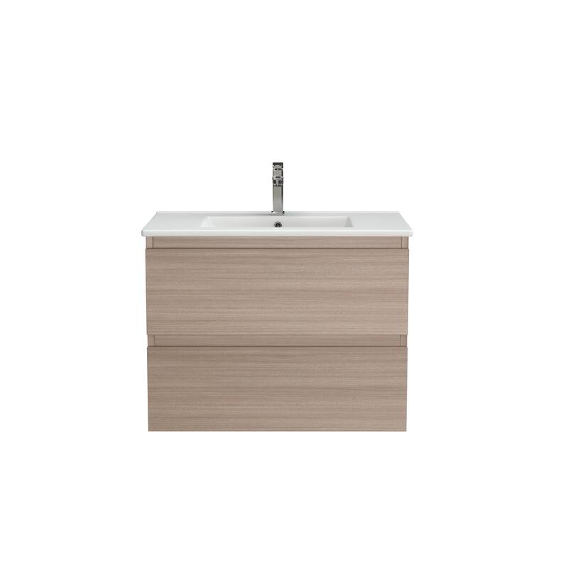 CB HOME 24''/30''/36''/48''/60'' Wall Mounted Bathroom Vanity with Sink, OAK Floating Bathroom Vanity Cabinet with Sink,Drawers.