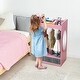 preview thumbnail 7 of 13, Costume RackOpen Hanging Armoire Closet with Mirror-PINK