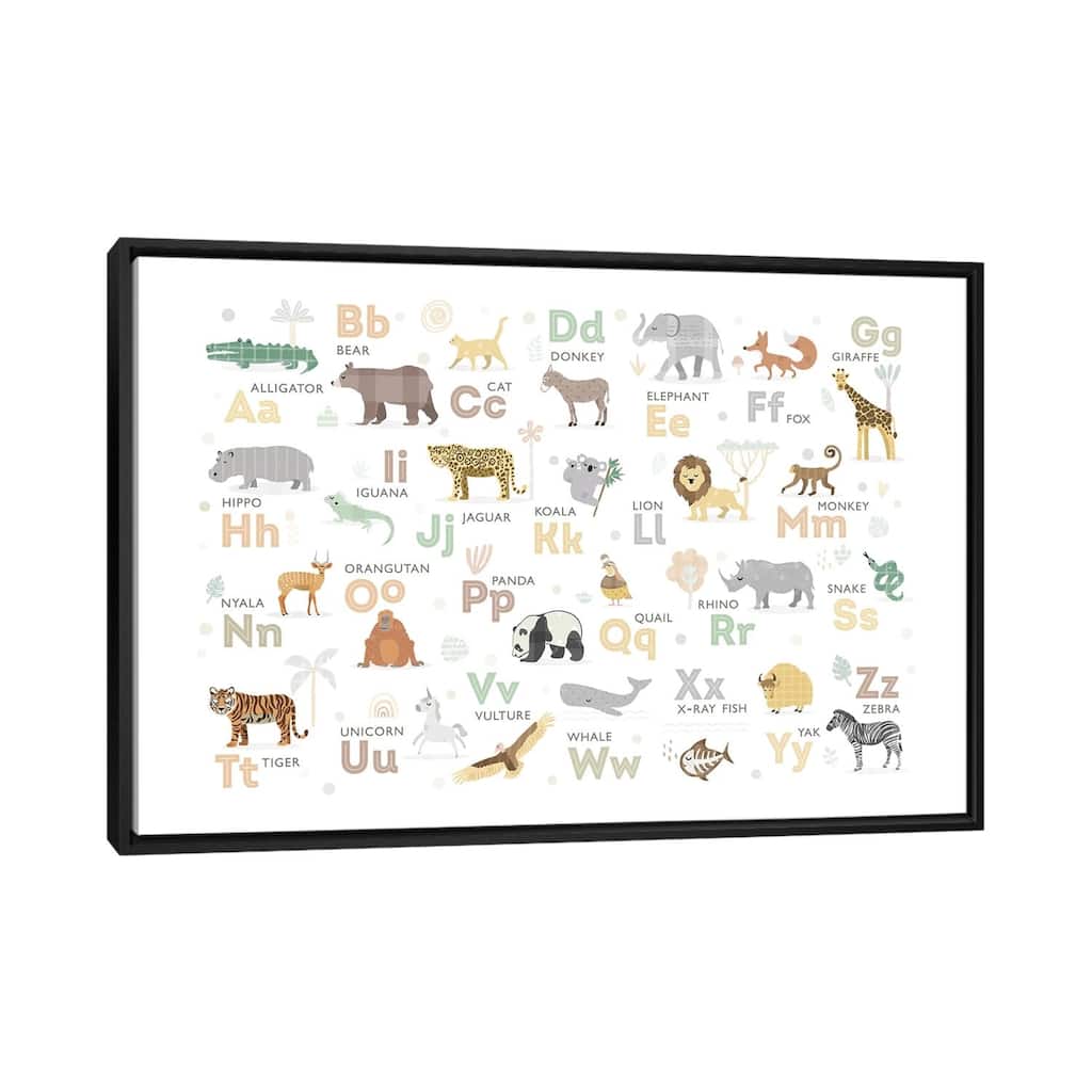 iCanvas "Safari Alphabet Nursery Decor" by PaperPaintPixels Framed Canvas Print