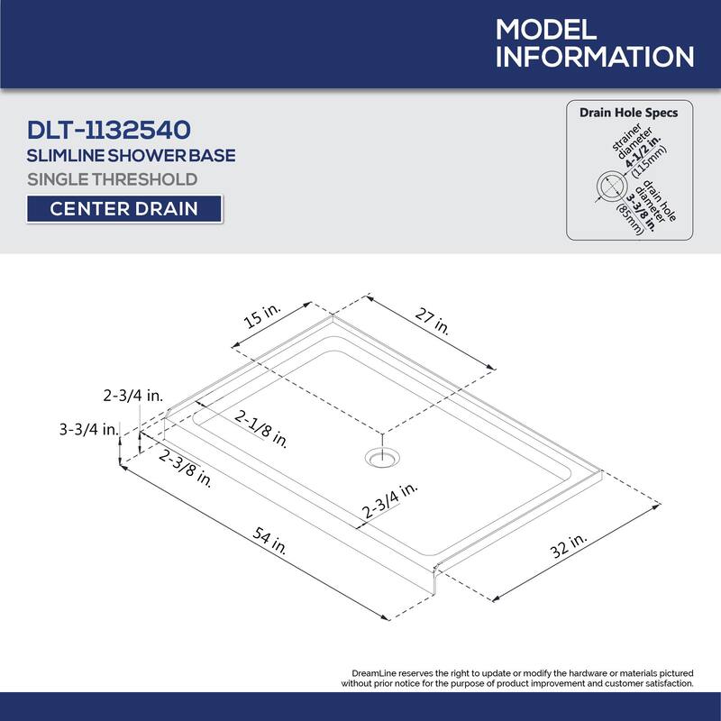 DreamLine Infinity-Z 32 in. D x 54 in. W x 74 3/4 in. H Sliding Shower Door and Shower Base Kit - 32" x 54"