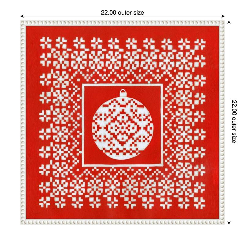 Fair Isle Snowflake VI by Chariklia Zarris (22 x 22 in.), Framed Canvas Wall Art Print - Sylvie Beaded White