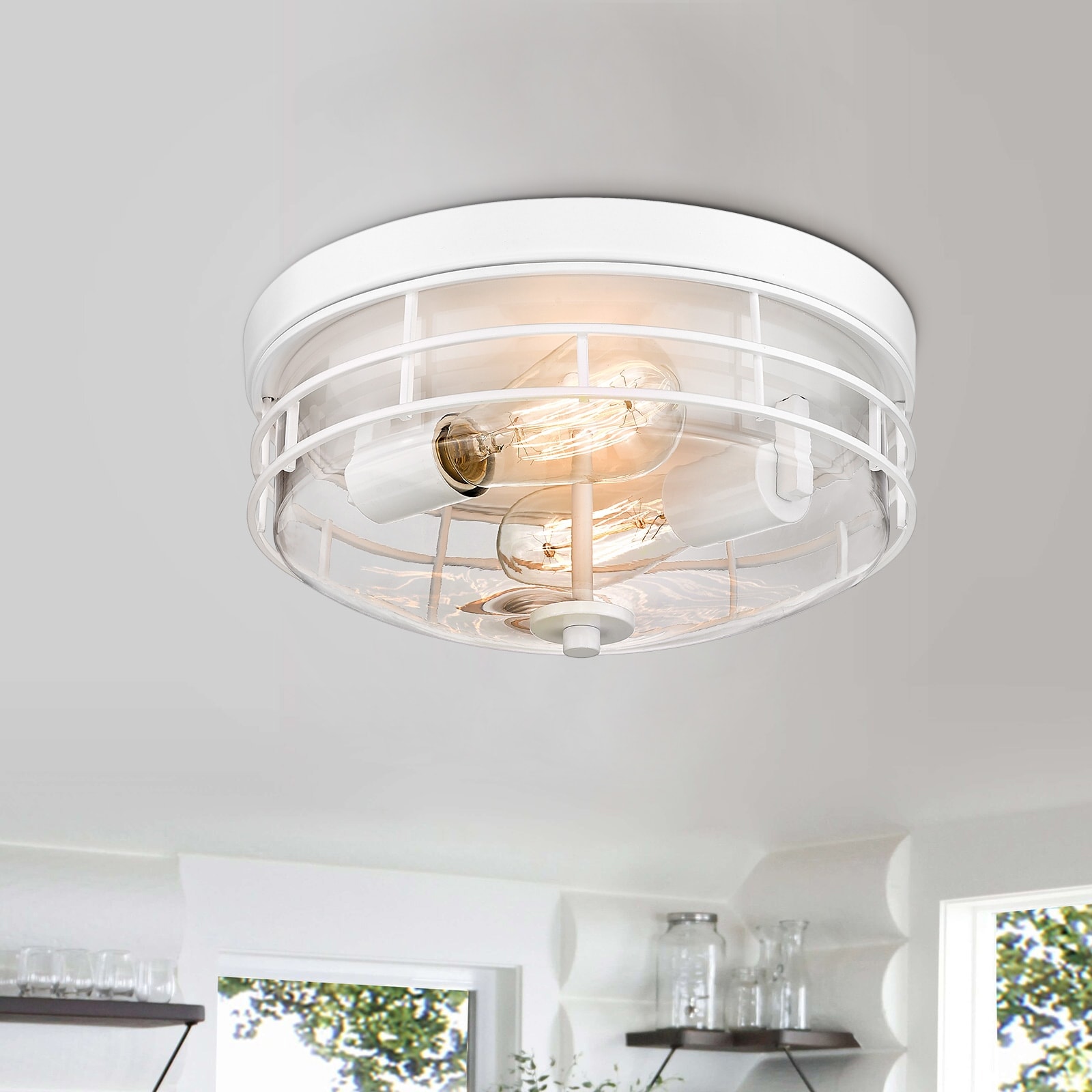 Industrial Flush Mount Ceiling Light Fixture,13in. for Entryway Bedroom Hallway
