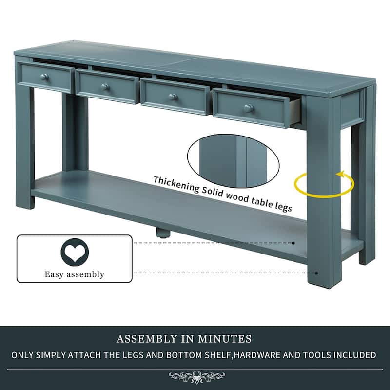 Modern Console Table/Sofa Table with Storage Drawers and Bottom Shelf for Entryway Hallway
