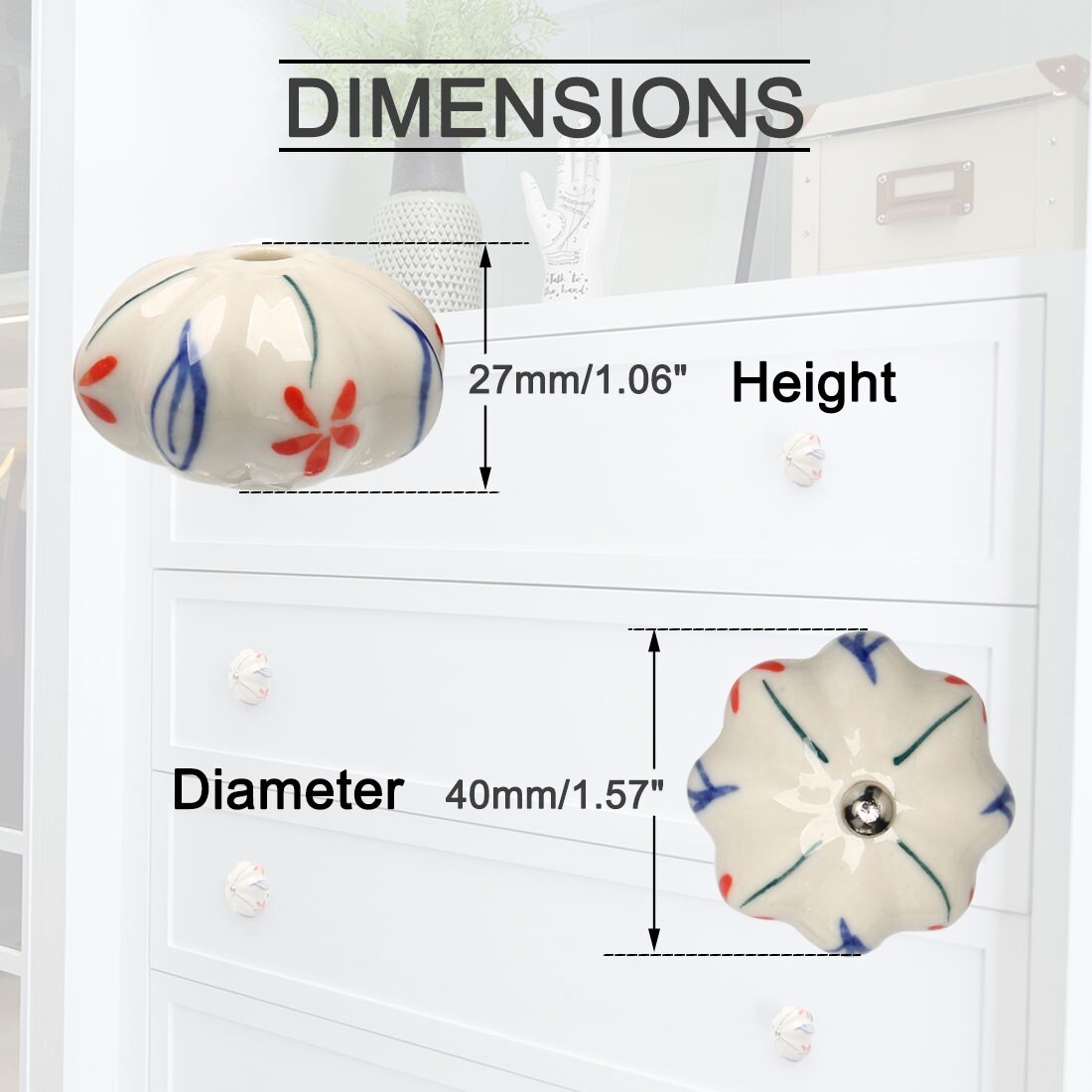 Shop 4pcs Ceramic Knobs Drawer Hand Printed Pull Handle Furniture