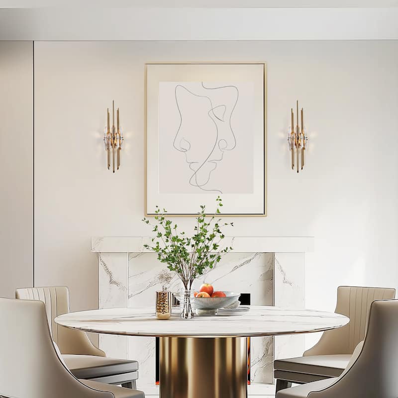 Modern Gold Crystal 1-Light Wall Sconce Bathroom Vanity Light - W 6.3" x L 23.6" x H 5.1"