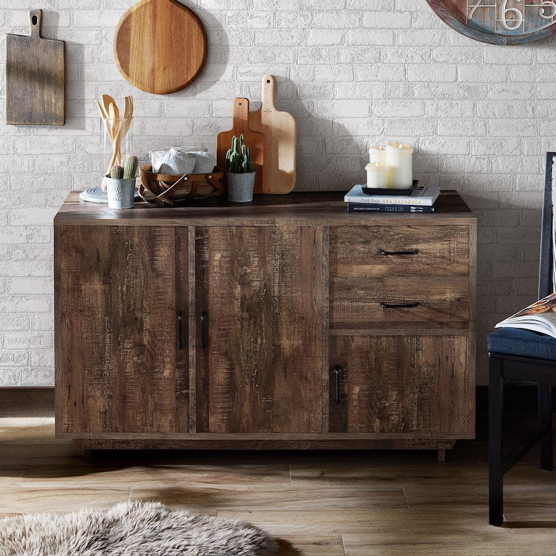 Furniture of America Vell Country Oak 47-inch 2-drawer Rustic Dining Server - Reclaimed Oak