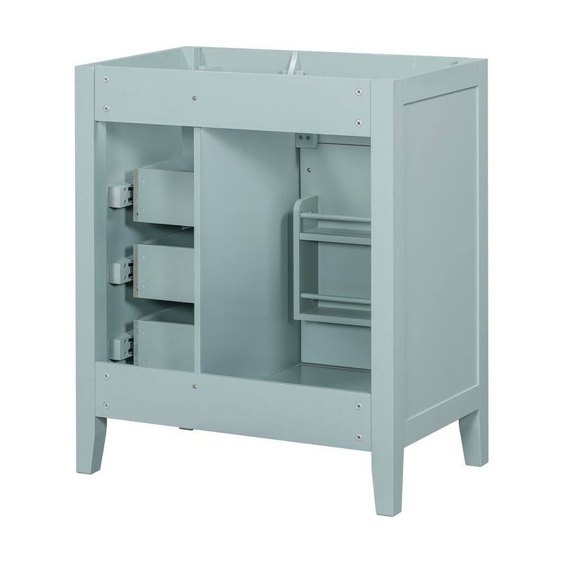 30" Solid Bathroom Vanity with Sink Set, Bathroom Cabinet with Drawers - Green - Without Sink