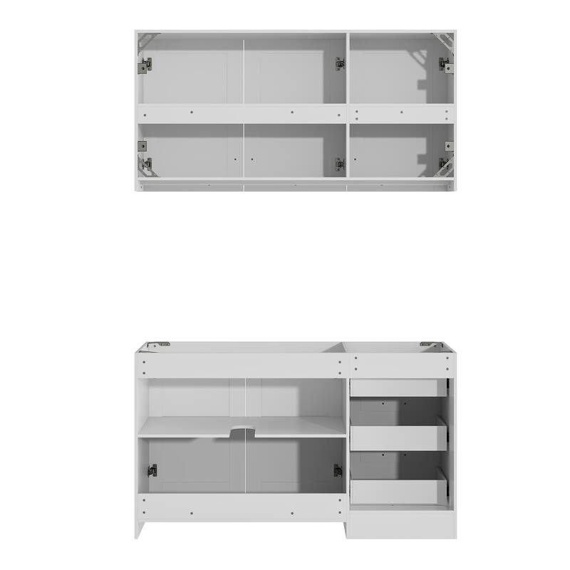 Modular White Kitchen Cabinet Set Customizable Base and Wall Cabinets Pantry Storage and DIY Countertop Design(Without desktop)