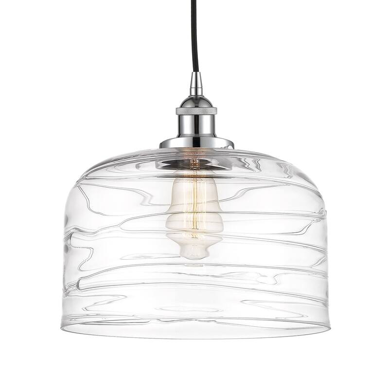 Innovations Lighting 616-1PH-12-12-L Bell Pendant Bell 12" Wide - Polished Chrome / Clear Deco Swirl