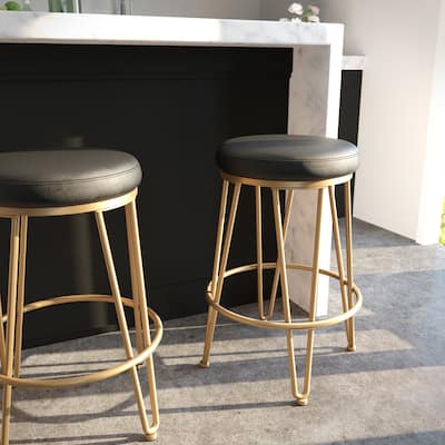 SEI Furniture Selano Contemporary Gold Metal Stool